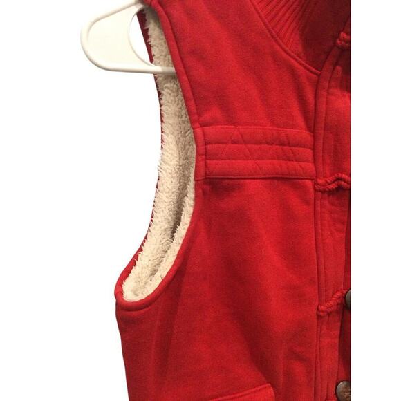 Vintage Old Navy Womens Sherpa Lined Vest Large Red Y2K Gorpcore Cabin Fisherman - Picture 8 of 9